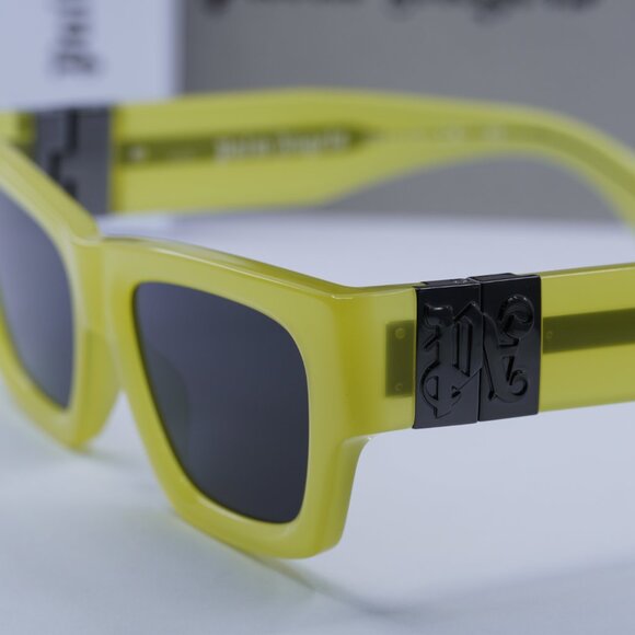 Palm Angels PERI10J MAGNOLIA 1807 Rectangle Sunglasses - Yellow/Dark Grey - Picture 3 of 9